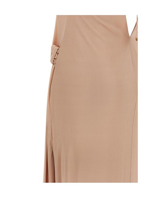 Elisabetta Franchi White Open Back Sleeveless Carpet Dress
