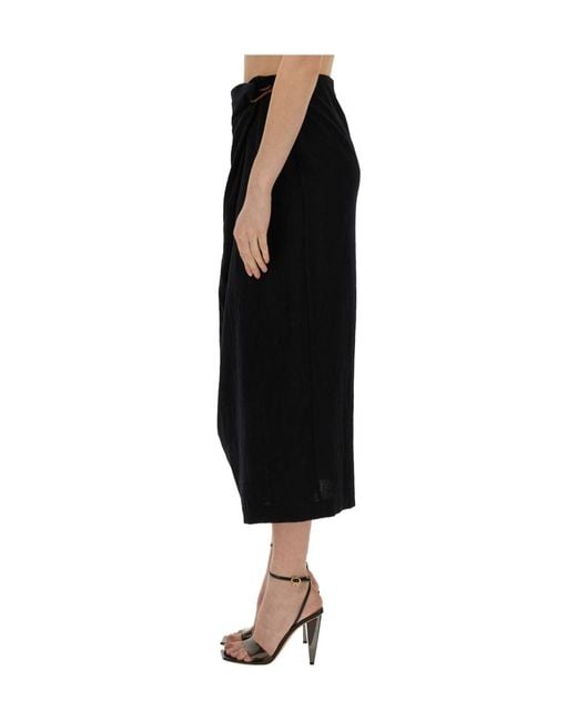Alysi Black Twisted Midi Skirt