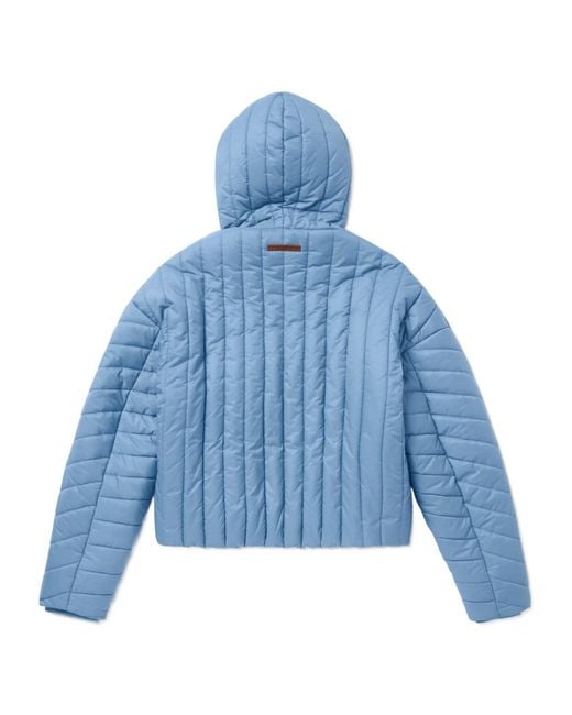 1989 STUDIO Blue Quilted Hooded Coat for men