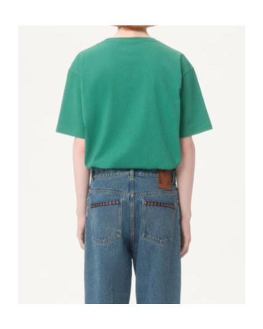Valentino Green Cotton T-Shirt With Chez Print for men