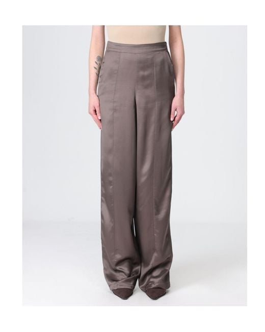 Emporio Armani Brown Wide-Leg Satin Pants