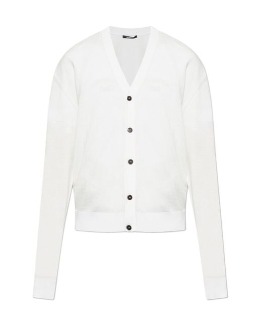 Jacquemus White Buttoned Logo-Embroidered Cardigan for men