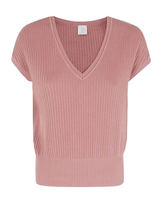 Eleventy Pink Sleeveless V-Neck Top