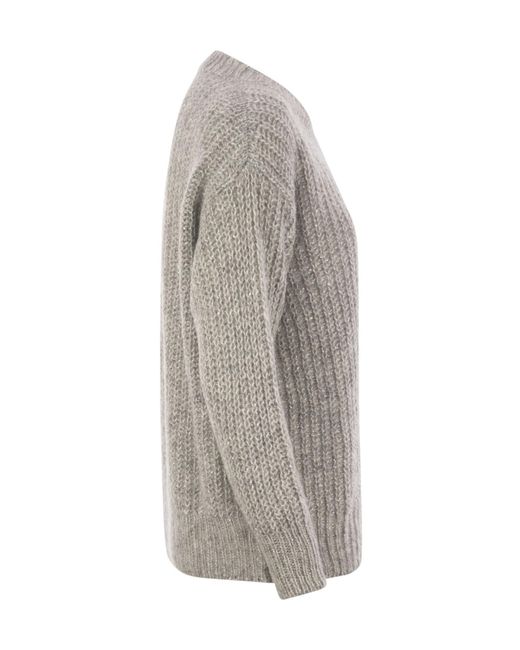 Herno Gray V-Neck Knitted Sweater