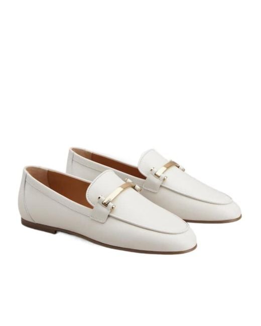 Tod's White Clamp Detailed Slip-On Loafers