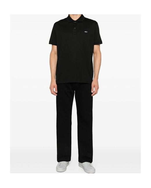 Paul & Shark Black Embroidered Polo Shirt for men
