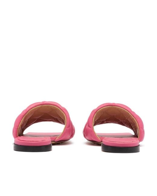 Bottega Veneta Pink Matelassé Flat Sandals