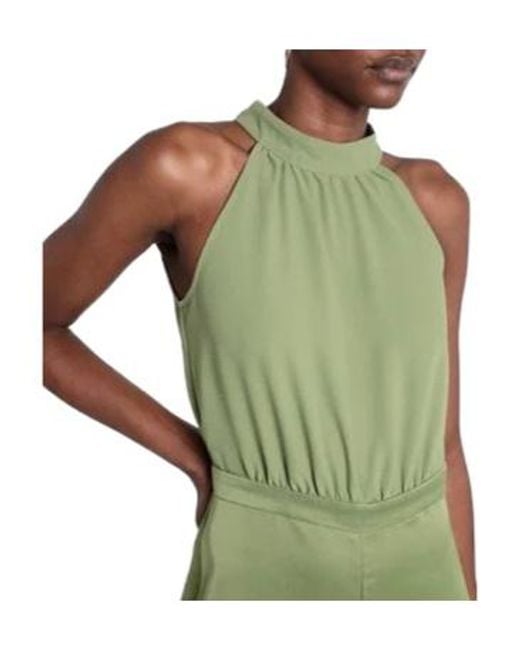 MAX&Co. Green High Waist And Front-Slit Wide-Leg Jumpsuit