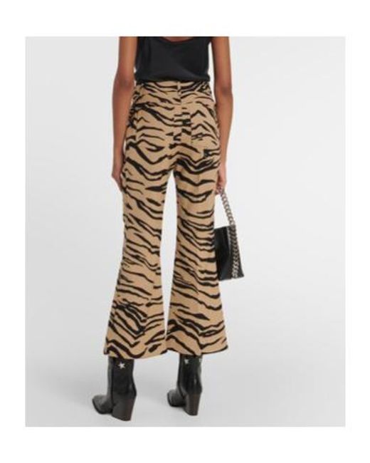 Stella McCartney Natural Tiger-Print Wool-Blend Flared Pants