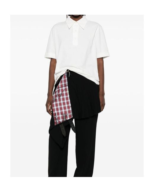 MM6 by Maison Margiela White Short Sleeve Logo-Embroidered Polo Shirt for men