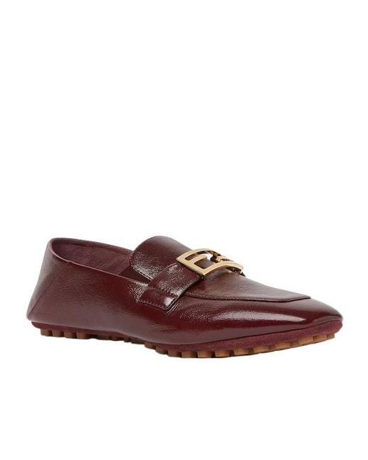 Fendi Brown Baguette Ff Buckle Loafers