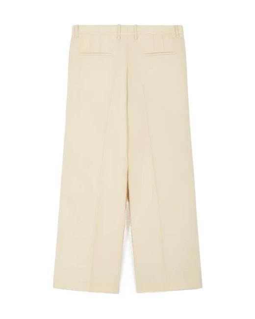 Jil Sander Natural High-Waisted Wool Trousers