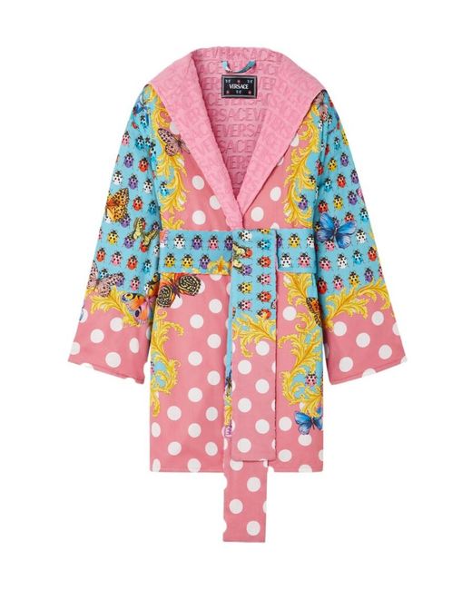 Versace Red Baroque-Printed Belted Bathrobe for men
