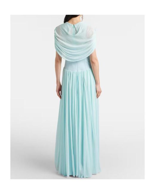 Jonathan Simkhai Blue Draped Pleated Gown