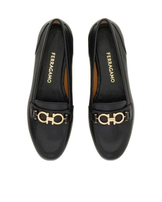 Ferragamo Black Gancini Loafers