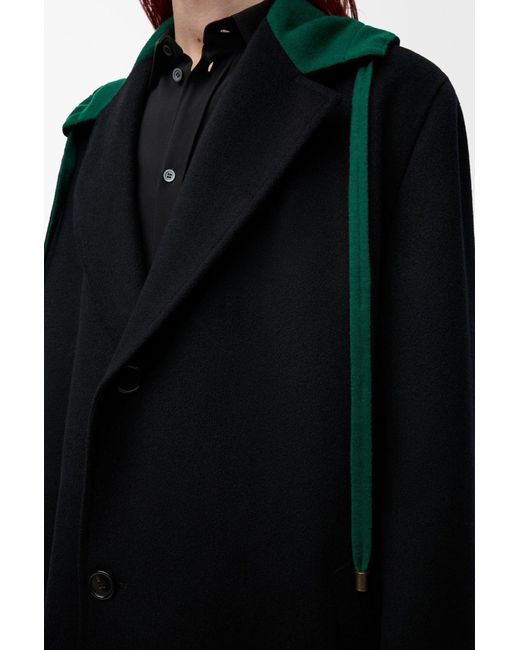Loewe Black Hooded Cuff Coat for men