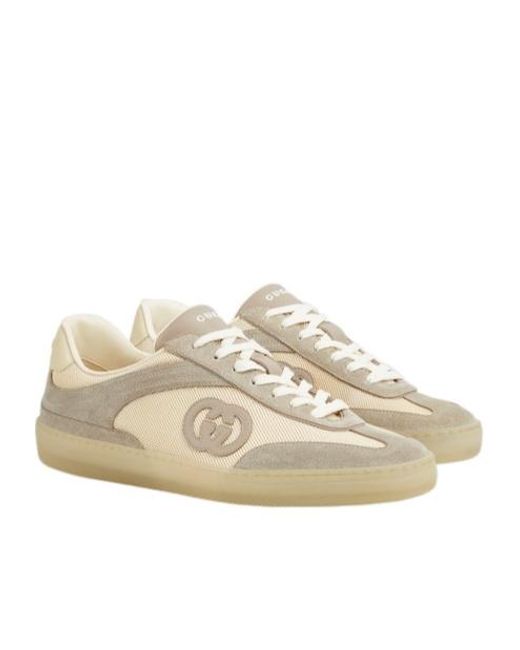 Gucci White G75 Logo Patch Lace-Up Sneakers for men