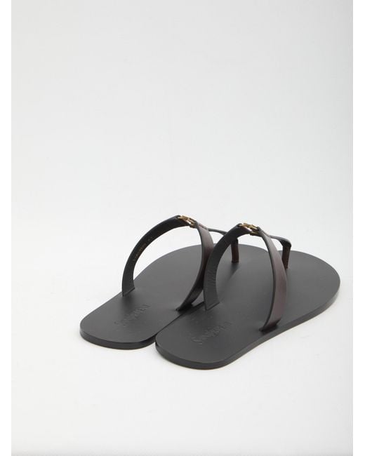 Saint Laurent Black Babylone Logo Plaque Slides for men