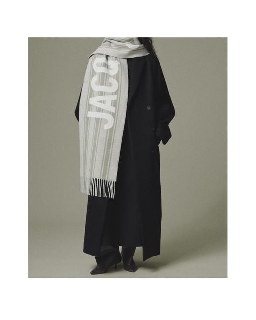 Jacquemus Natural Striped Logo Scarf for men
