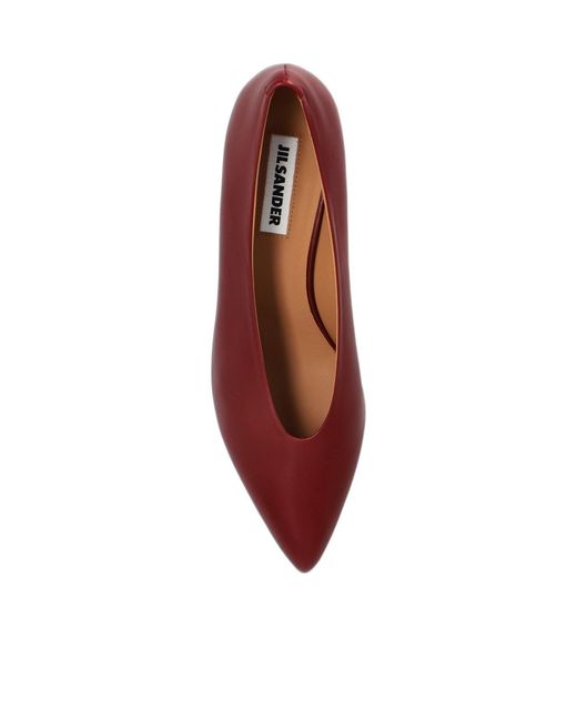 Jil Sander Red Pointed Wedge Pumps