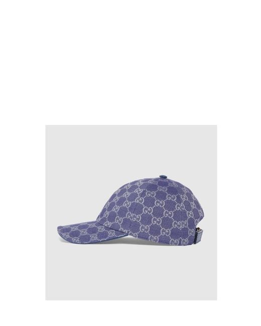 Gucci Blue Gg Detailed Baseball Cap for men