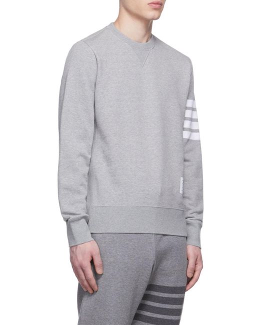 Thom Browne Gray Engineered 4-Bar Crewneck Sweatshirt for men