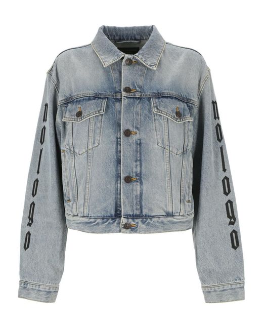 Balenciaga Blue Nologo Printed Denim Jackets