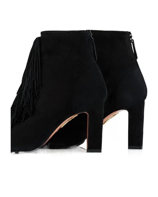 Aquazzura Black Gytane 85 Fringe Boots