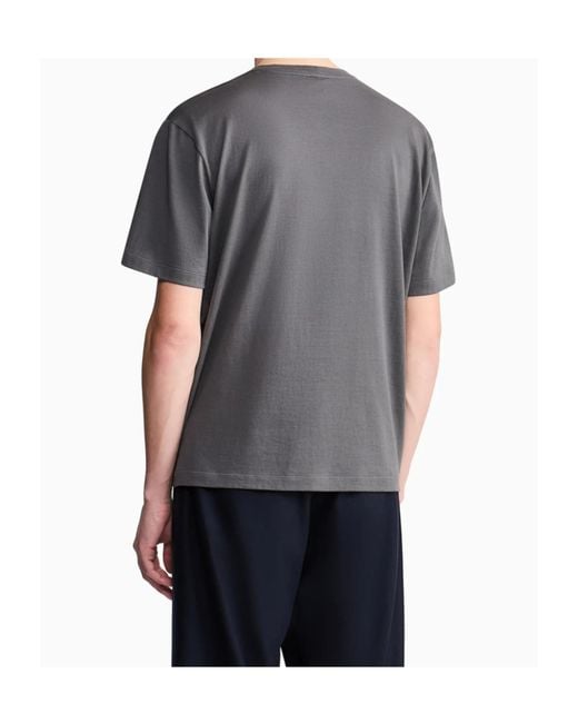 Giorgio Armani Gray Embroidered Logo T-Shirt for men