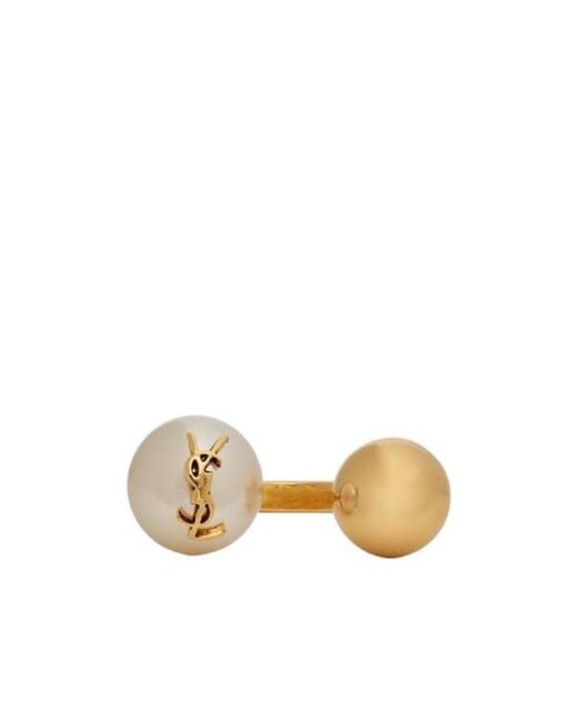 Saint Laurent Metallic Cassandre Logo Plaque Ring