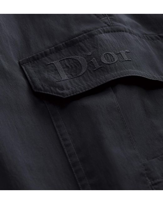 Dior Blue Cargo Shorts With Embroidery for men