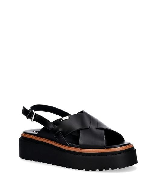 Liu Jo Black Crossover Flatform Sandals