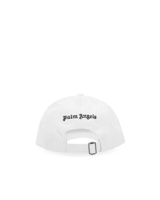Palm Angels White Logo-Embroidered Distressed-Effect Cap for men