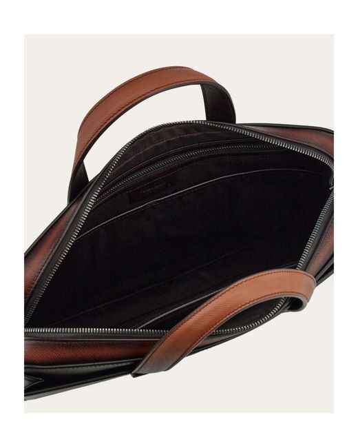 Ferragamo Brown Gancini Briefcase for men