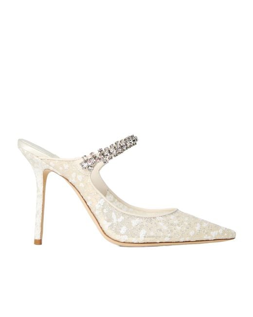 Jimmy Choo White Bing Heeled Mules