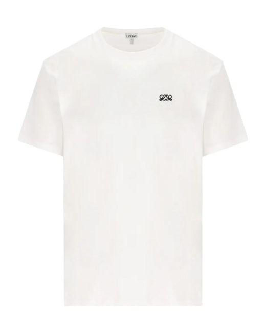 Loewe White Logo Detailed Short Sleeved T-Shirt for men