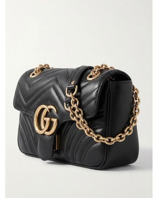 Gucci Black Gg Marmont Small Shoulder Bag