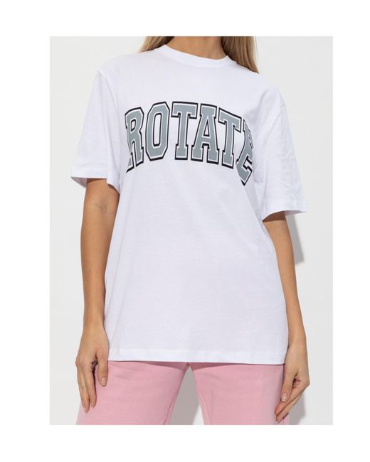 ROTATE BIRGER CHRISTENSEN White Logo-Print T-Shirt