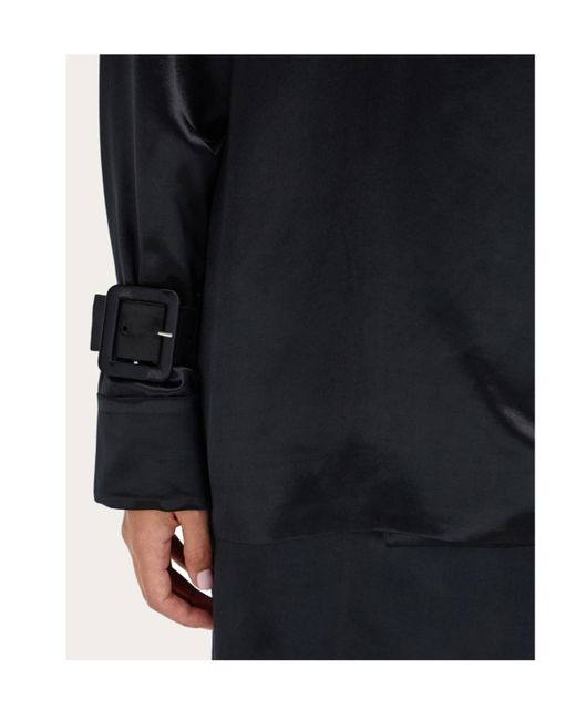 Ferragamo Black Ferragamo Double-Breasted Belted Trench Coat