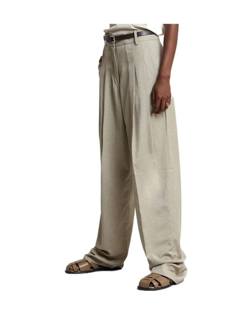 Frankie Shop Gray Gelsa Pleated Wide-Leg Pants