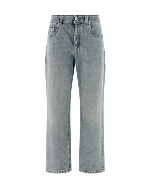 Brunello Cucinelli Gray Retro Cropped Straight Jeans