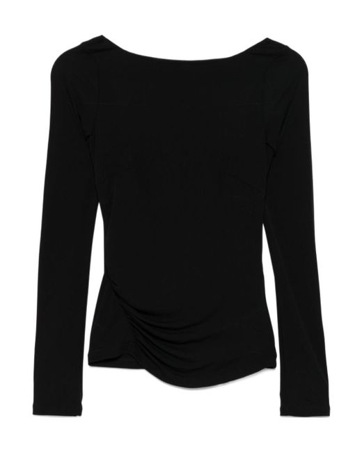 Elisabetta Franchi Black Boat Neck Draped Top