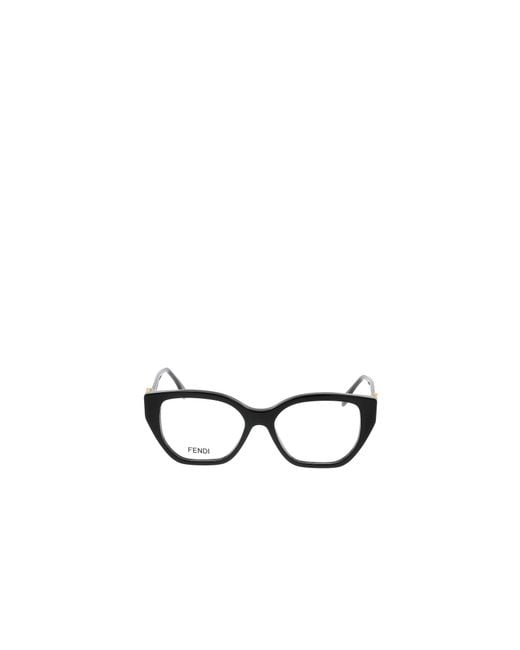 Fendi White Eyewear Geometric-Frame Glasses