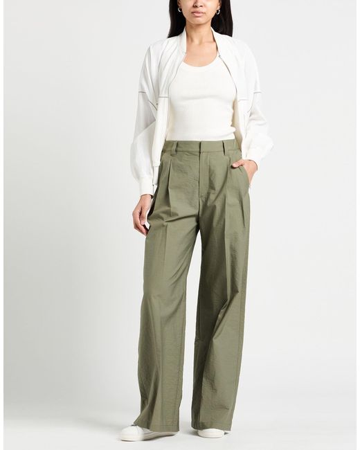 Brunello Cucinelli Green Plain Colour Casual Trousers