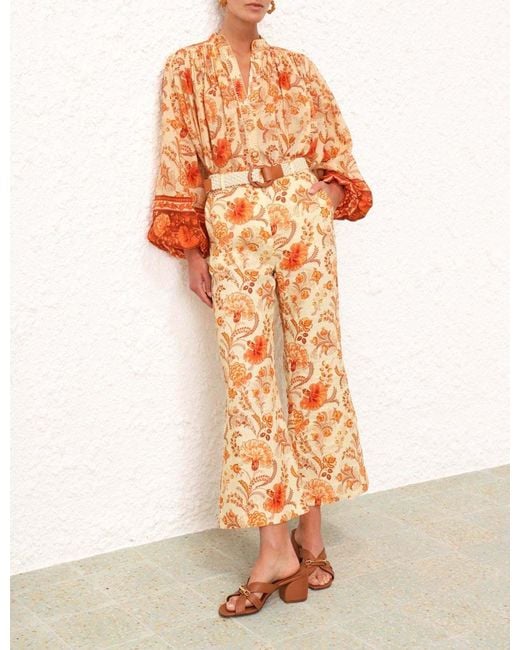Zimmermann Orange Junie Billow Long-Sleeved Blouse
