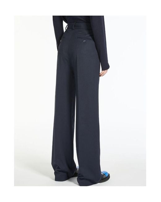 Weekend by Maxmara Blue Wool-Blended Trousers