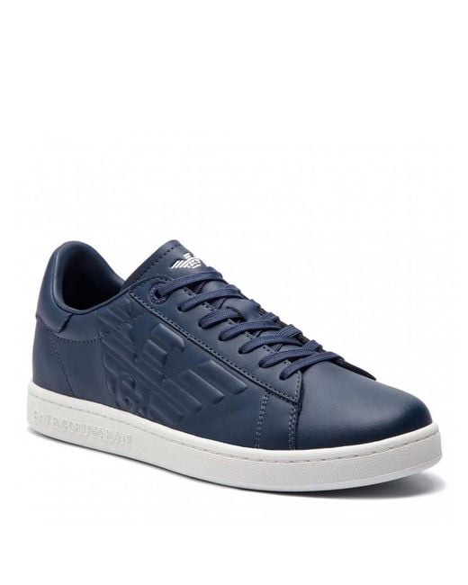 EA7 Blue Logo Embossed Classic Cc Sneakers for men