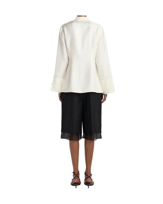 Rohe White Frog-Fastening Wide-Cuff Blouse