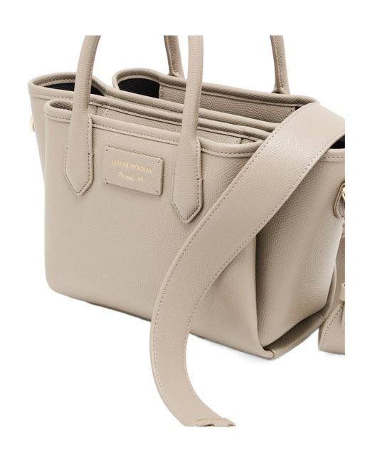 Emporio Armani Natural Small Shopper Bag With Palmellato Finish