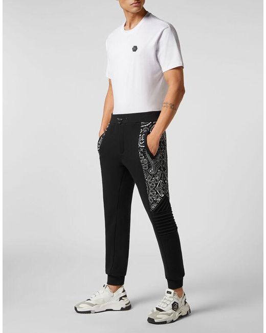 Philipp Plein Black Printed Sweatpants for men